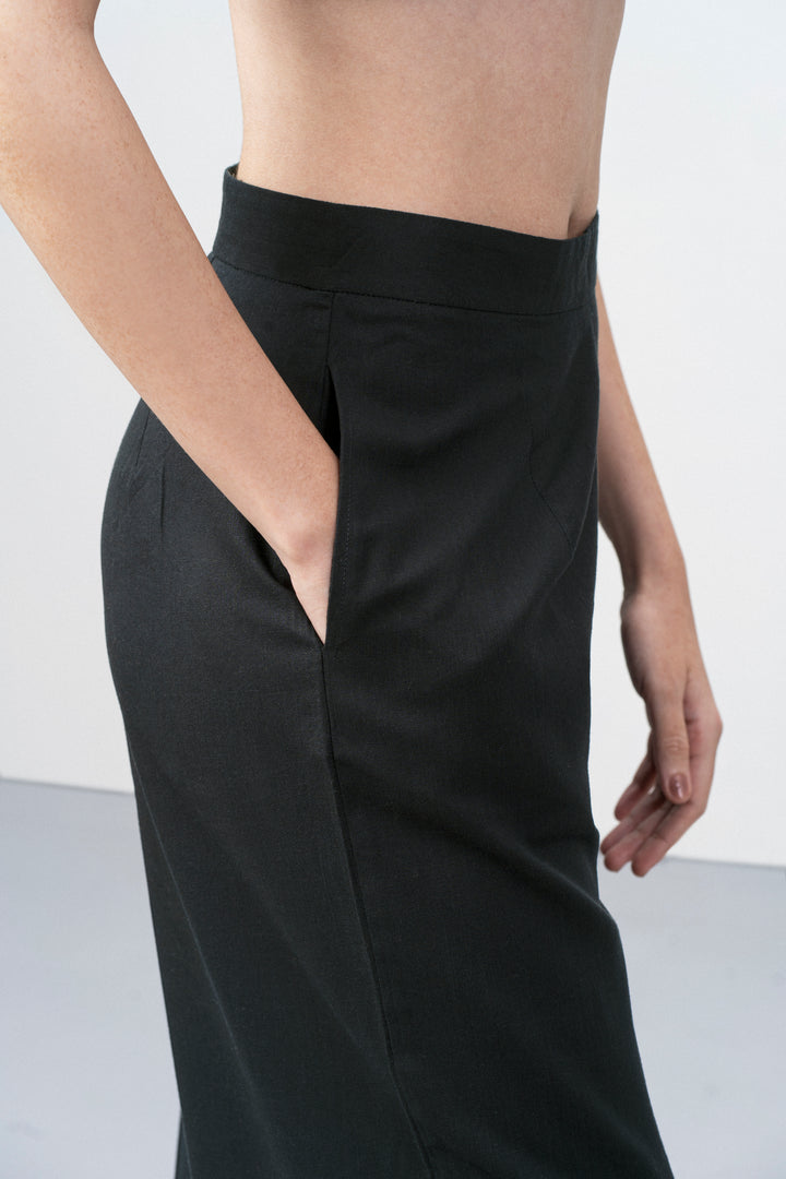 SCALLOPED HEM EMBROIDERED TROUSERS