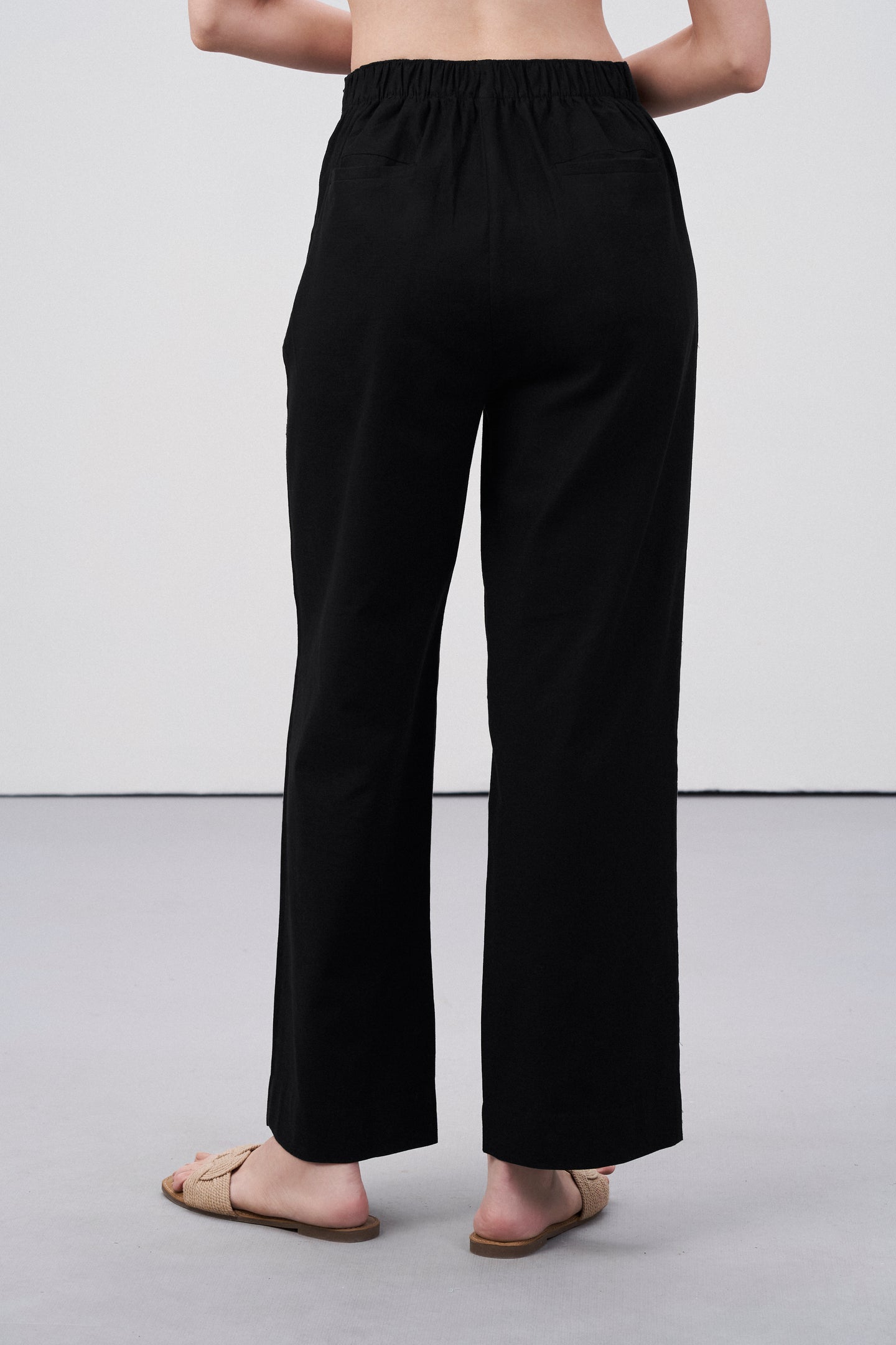 Women Pants | 100% Cotton Dart Side Pocket Black Color Trousers | Black Cotton Pants – Dart Trousers for Women | Back Side Straight Fit Cotton Trousers
