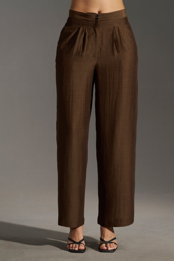 WIDE LEG PLEATED TROUSERS
