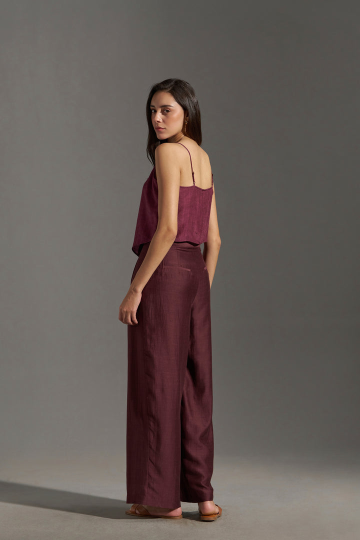 Women Burgundy Button-Front Strappy Top | Best Tops for Women | leftside view