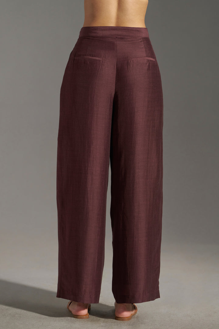 Wide Leg Pleated Trousers for Women | backside view