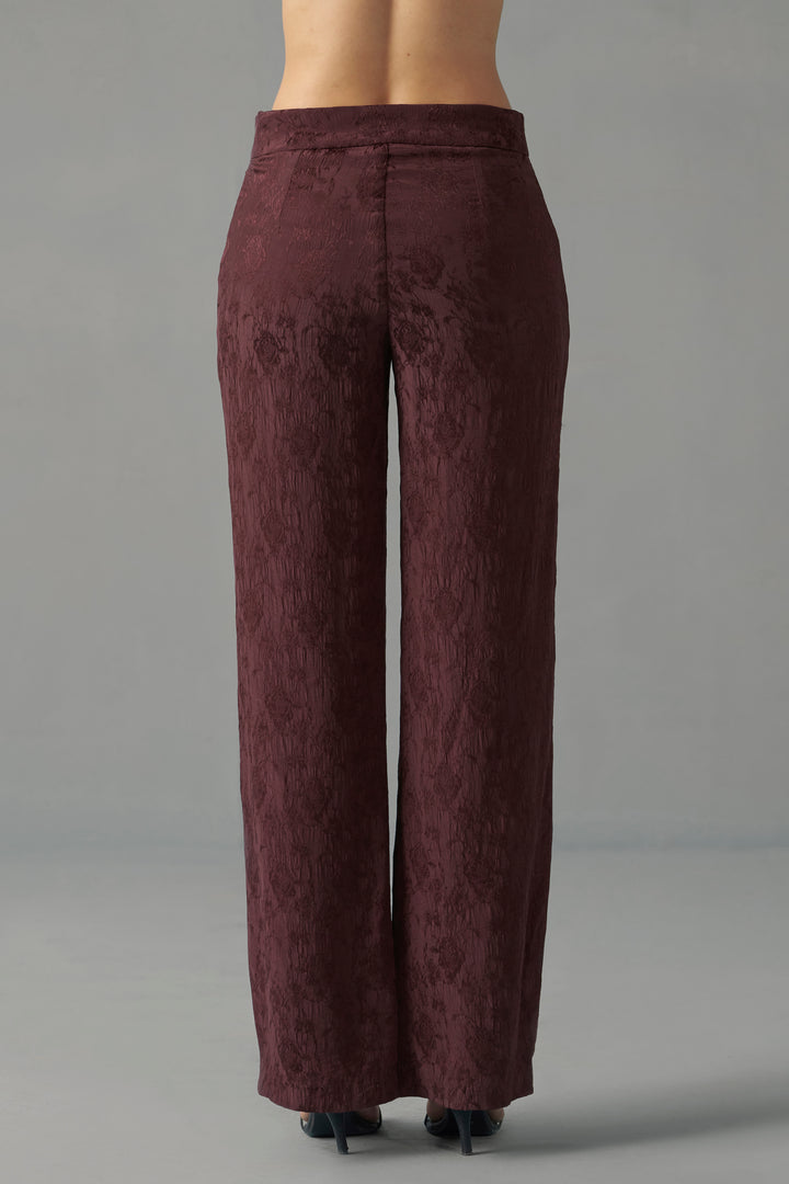 CRINKLED JACQUARD STRAIGHT TROUSERS