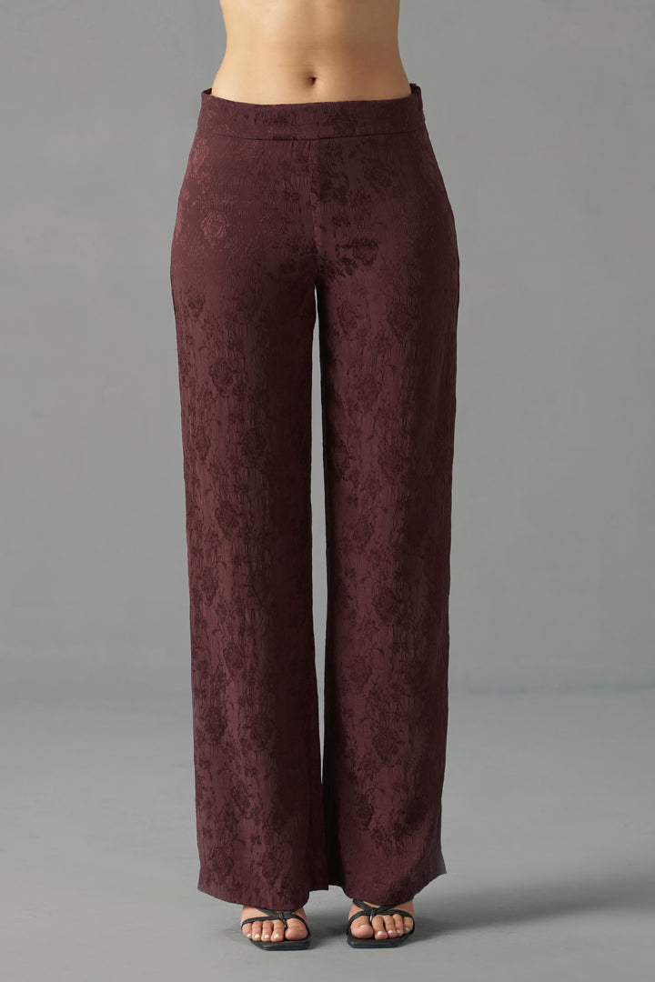 CRINKLED JACQUARD STRAIGHT TROUSERS