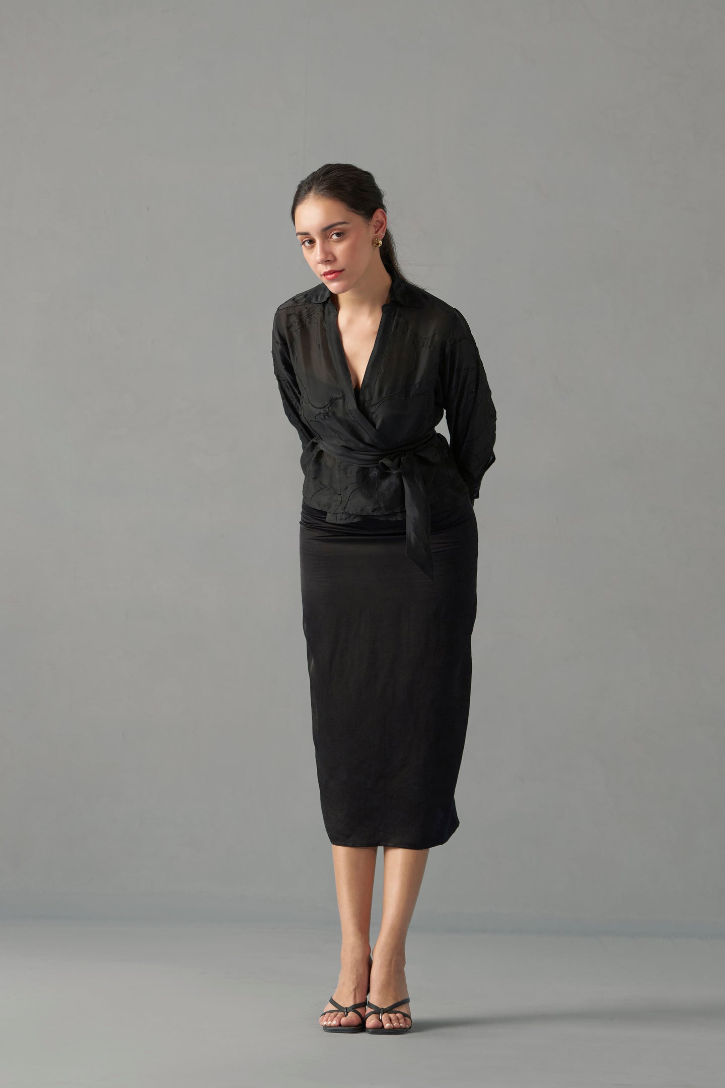 Women Black Embroidered Blouse With Tie-Up Top | Embroidered Tops for Women
