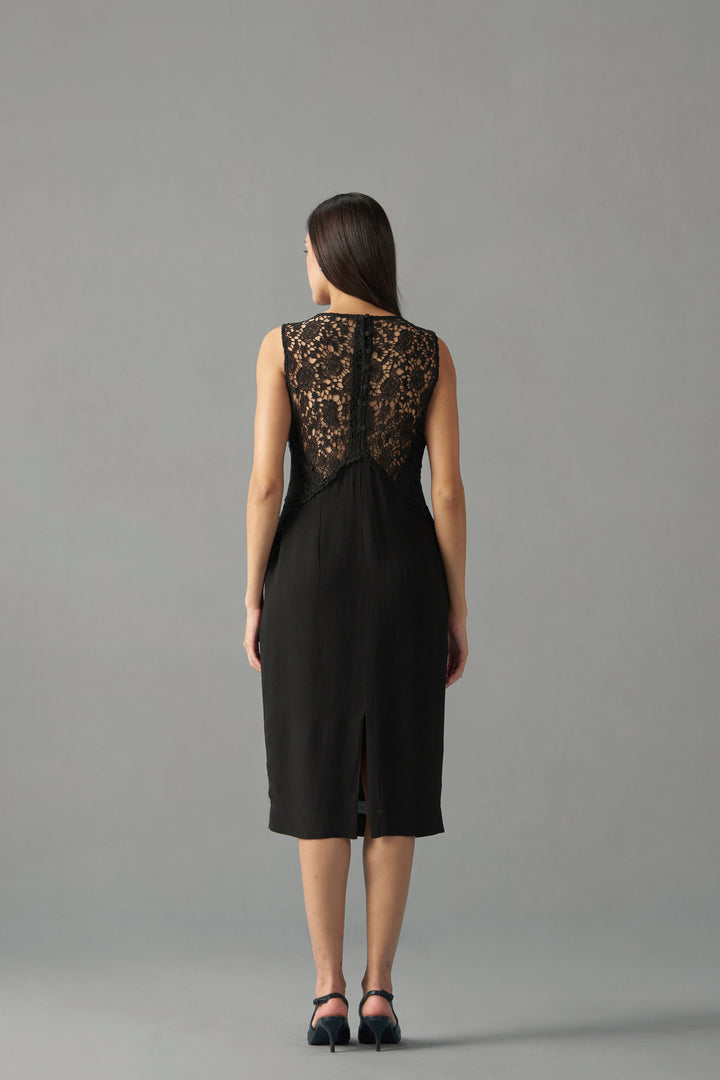 LACE BACK MIDI DRESS |backside full image