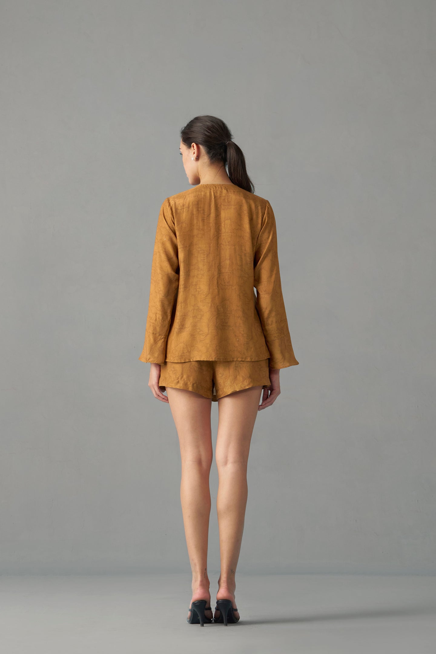 Musturd Printed Wrap Skorts for Women | backside full view