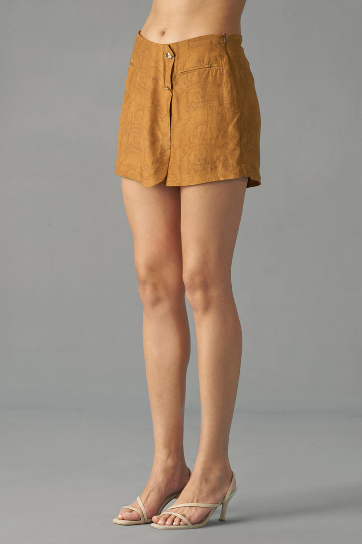 Musturd Printed Wrap Skorts for Women | side view