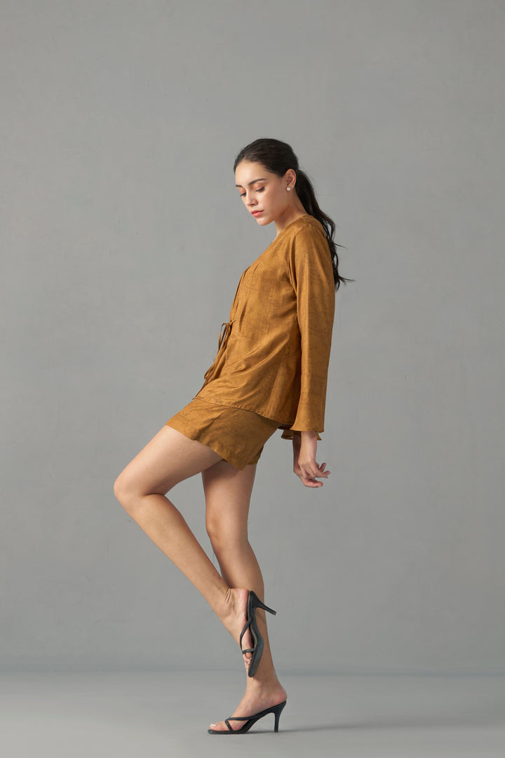 Musturd Printed Wrap Skorts for Women | side view