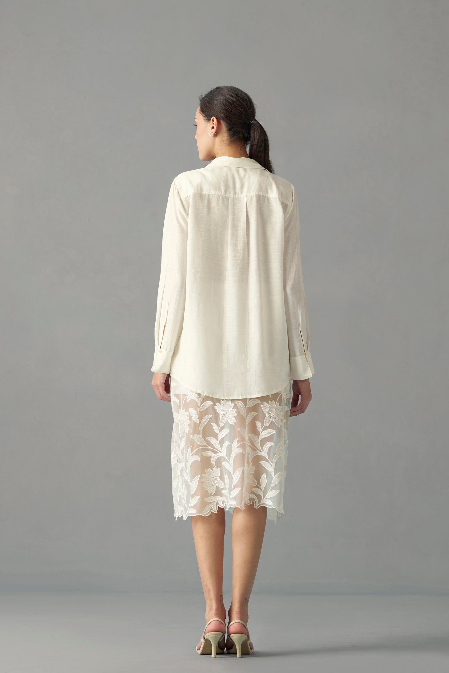 White Relaxed Fit Shirts Women | back side full view