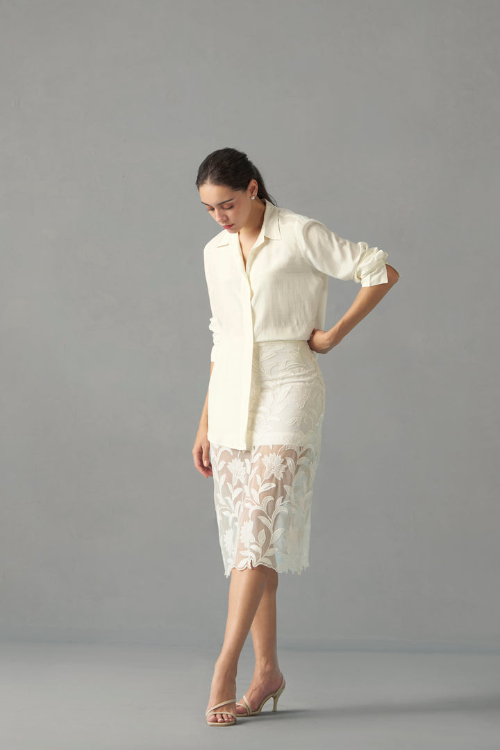 White Relaxed Fit Shirts Women | left side full view