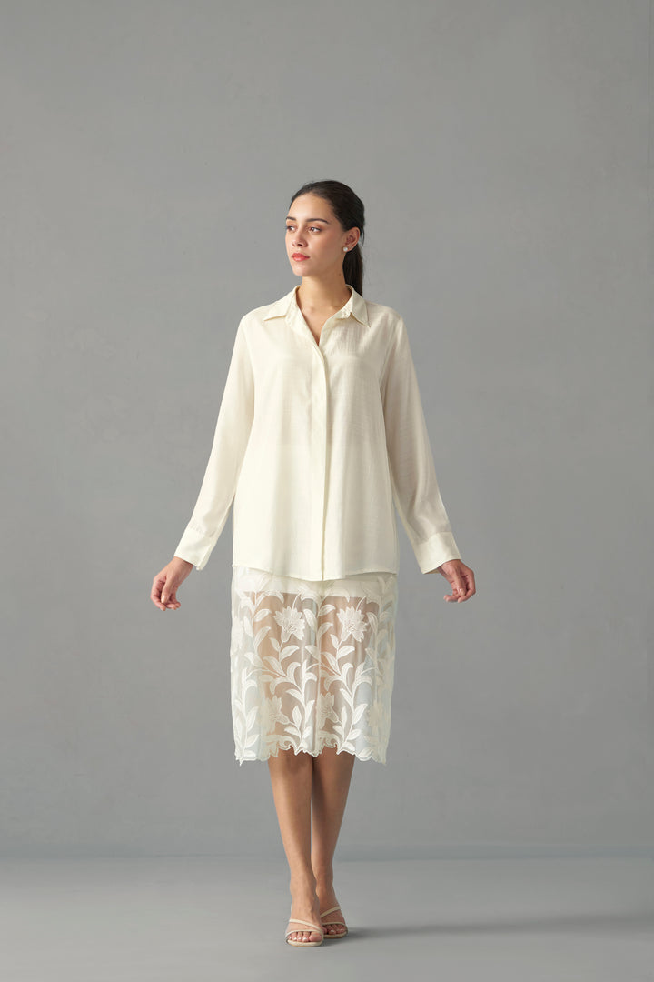 White Relaxed Fit Shirts Women | front side full view