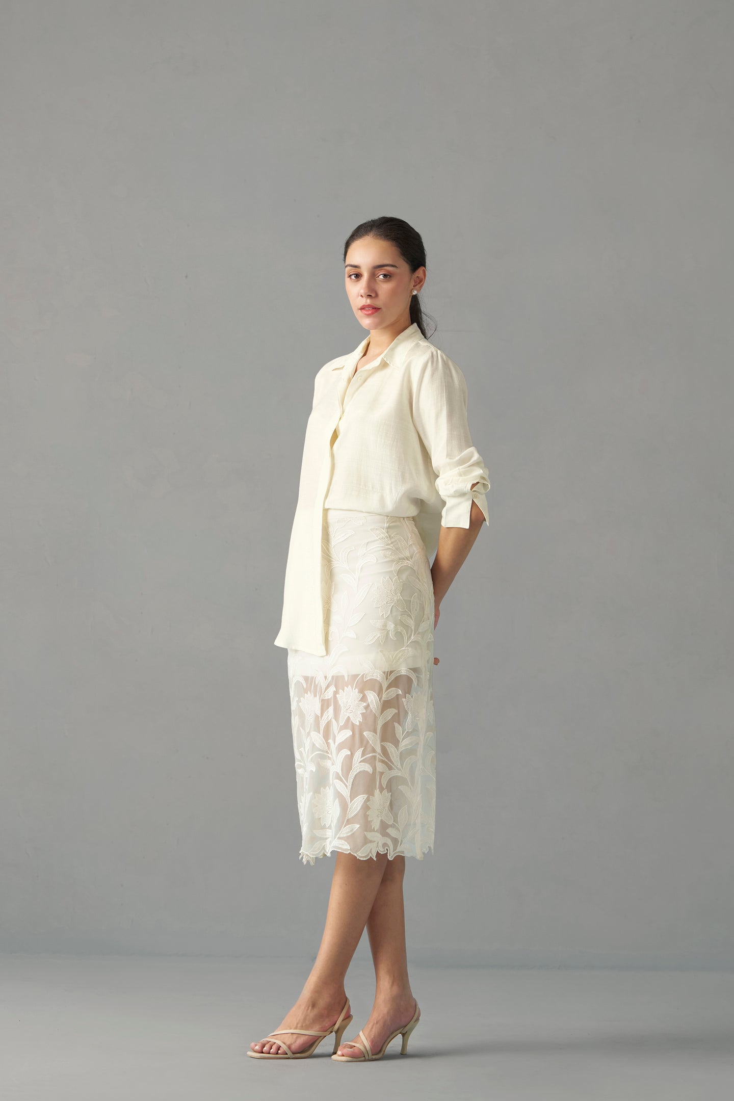 White Relaxed Fit Shirts Women | side full view