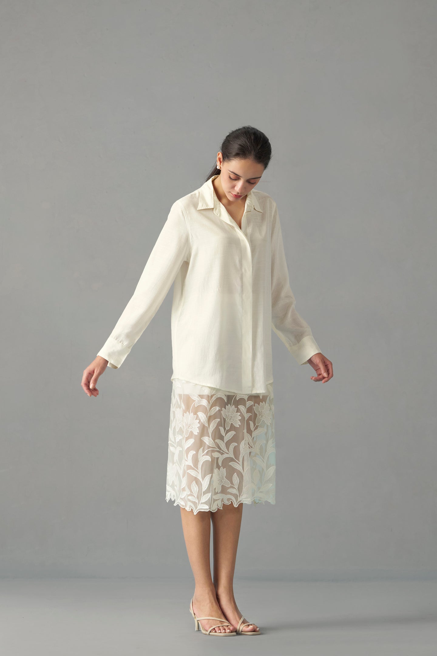 White Relaxed Fit Shirts Women | front side full view