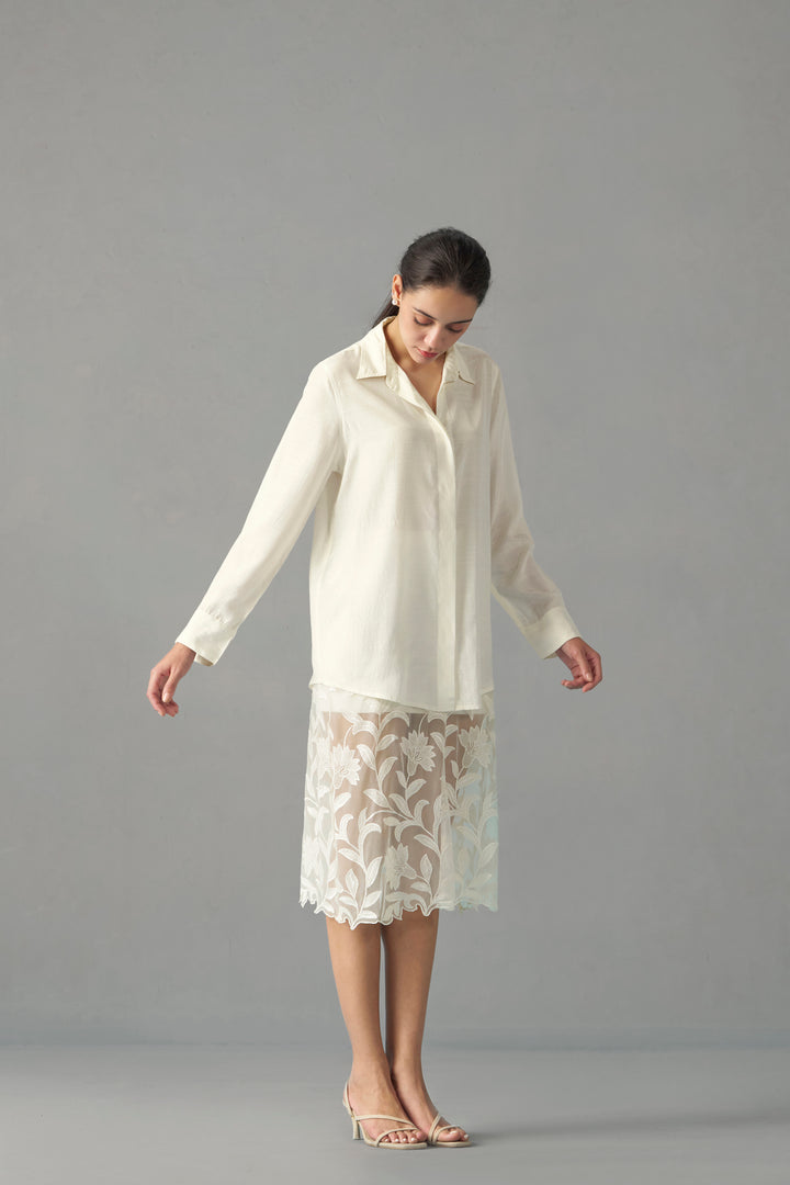 White Relaxed Fit Shirts Women | front side full view