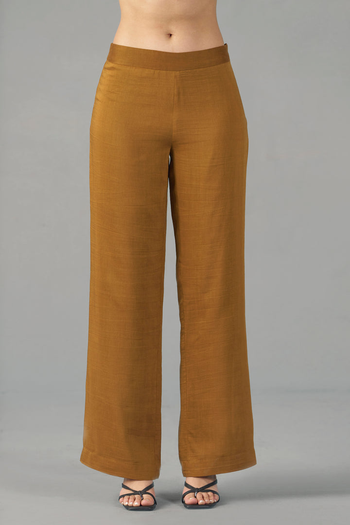 Mustard straight fit trousers | frontside full view