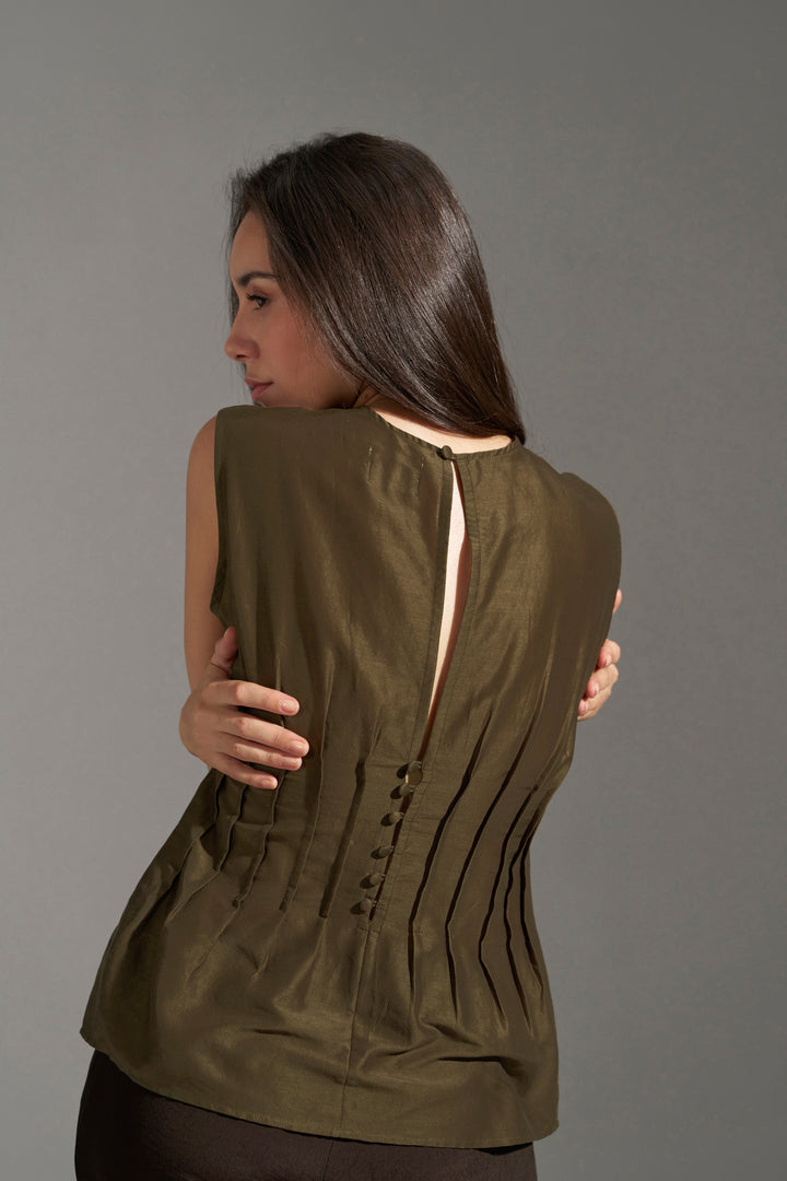 Peplum Tops for Women – Breen Structured Pleated Top | backside view