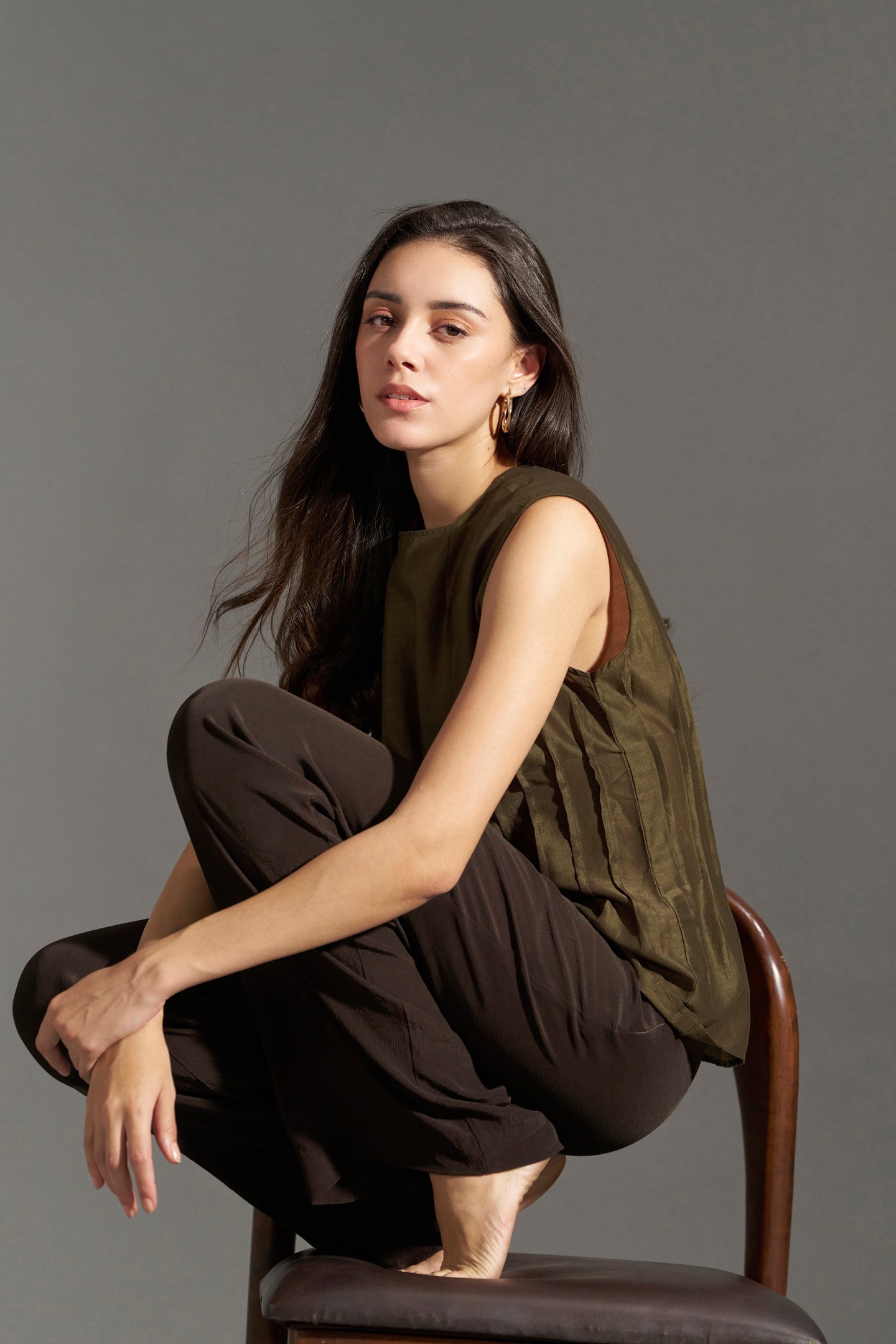 Peplum Tops for Women – Breen Structured Pleated Top | leftside view