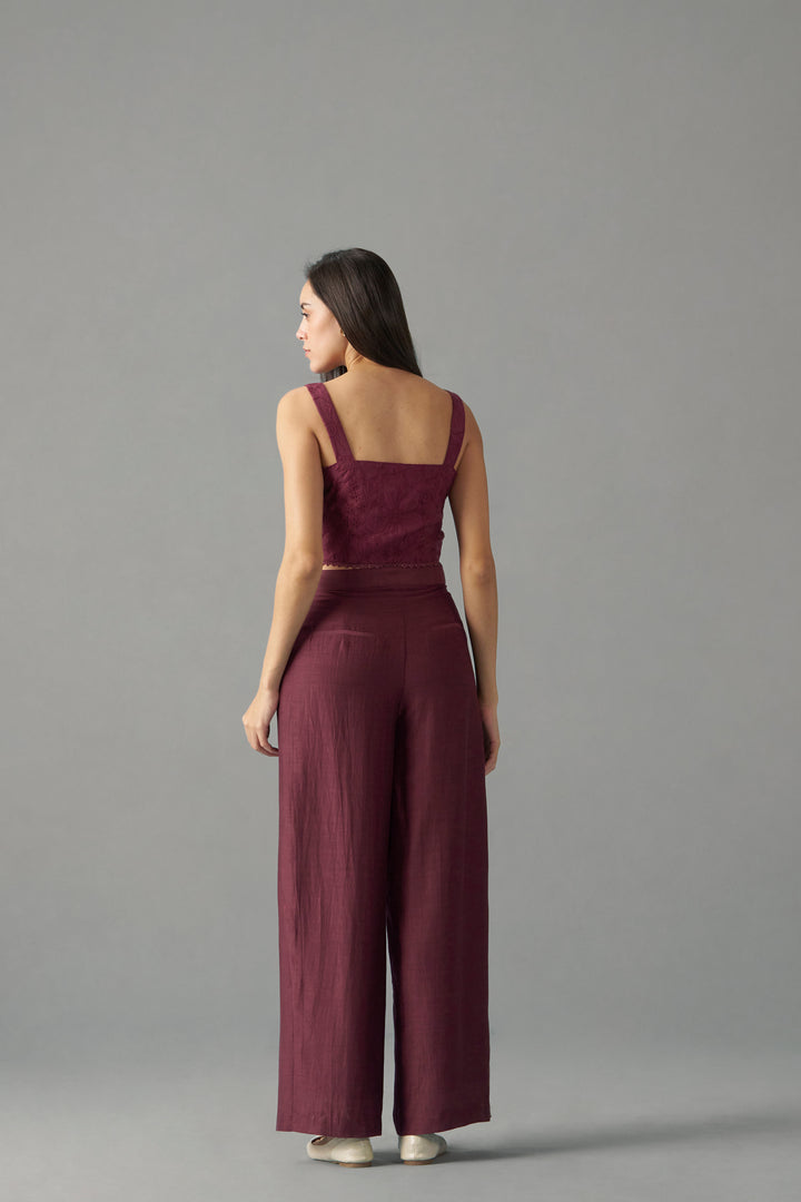 Wine Embroidered Corset Tops for Women | Women tops | backside view