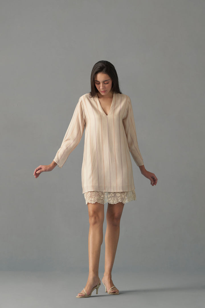 COMBINED EMBROIDERED HEM DRESS | FRONTSIDE FULL IMAGE