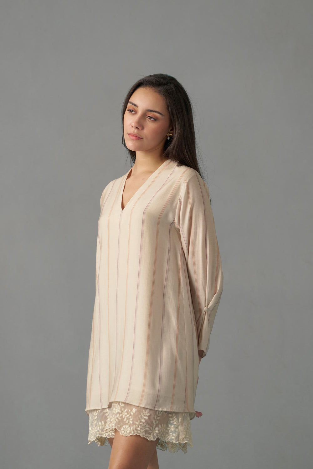 COMBINED EMBROIDERED HEM DRESS | LEFTSIDE FULL IMAGE