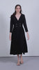 Ladies 100% Cotton Soft And Breathable Long Sleeve V Neckline Fit And Flare Midi Dress For Women Model | Balck Cotton Fit & Flare Midi Dress For Women 