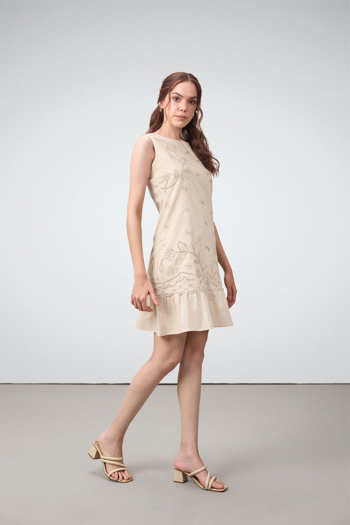 Buy Beige Embroidered Mini Dress for Women